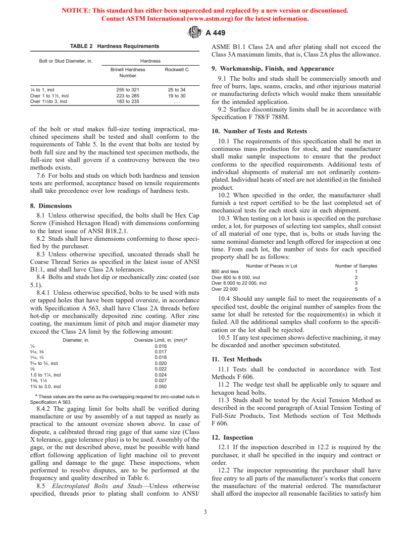 ASTM A449-00 - Standard Specification for Quenched and Tempered Steel Bolts and Studs