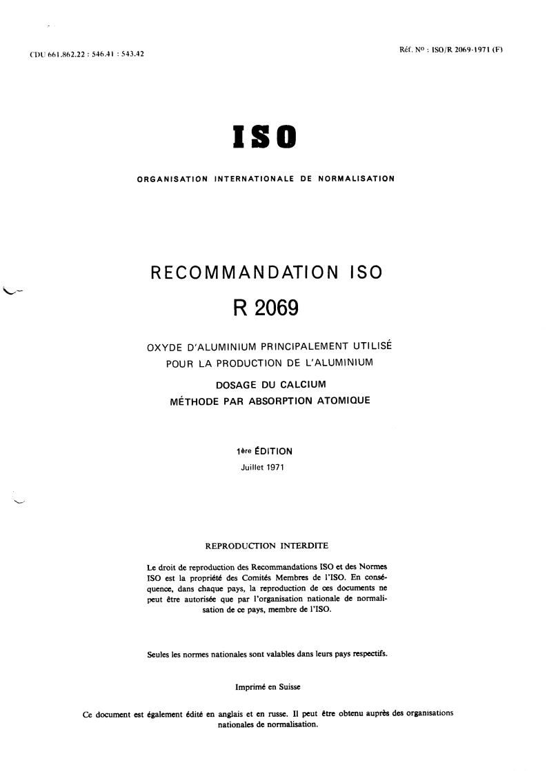 ISO/R 2069:1971 - Title missing - Legacy paper document
Released:1/1/1971