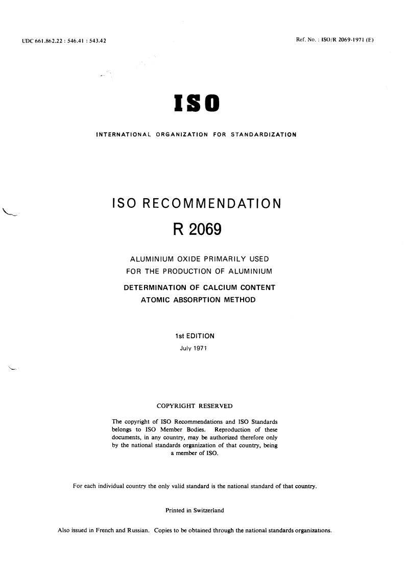 ISO/R 2069:1971 - Title missing - Legacy paper document
Released:1/1/1971