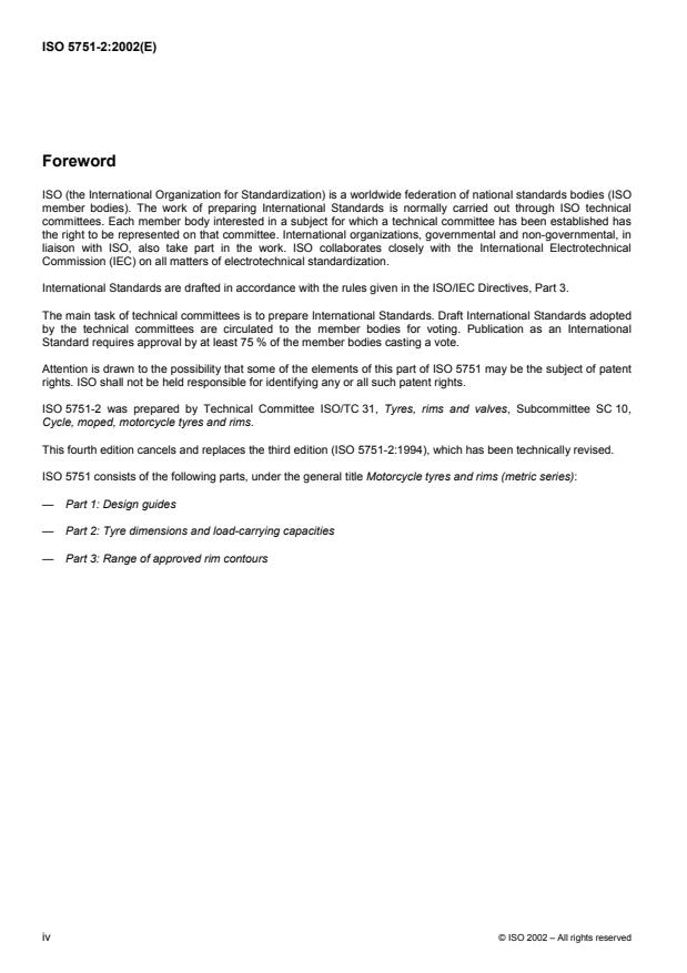 ISO 5751-2:2002 ISO 5751-2:2002 - Motorcycle tyres and rims (metric series) - Page 4 preview