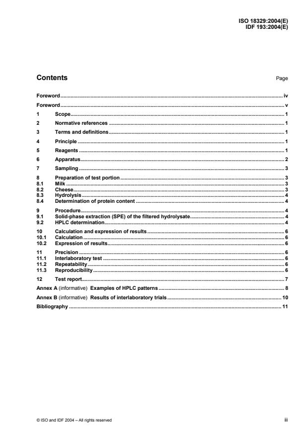 ISO 18329:2004 - Milk and milk products -- Determination of furosine content -- Ion-pair reverse-phase high-performance liquid chromatography method
