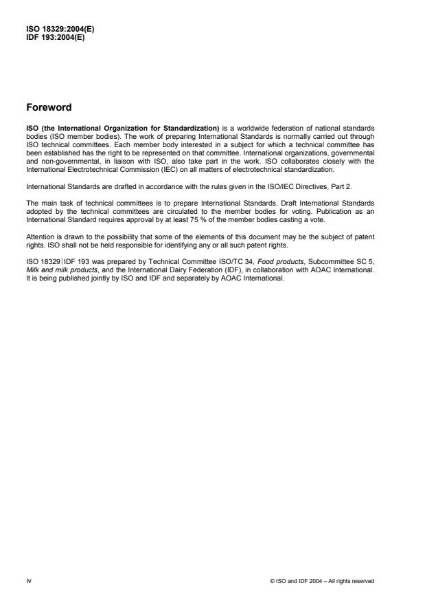 ISO 18329:2004 ISO 18329:2004 - Milk and milk products -- Determination of furosine content -- Ion-pair reverse-phase high-performance liquid chromatography method - Page 4 preview