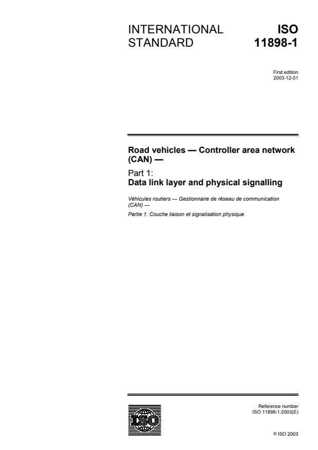 ISO 11898-1:2003 - Road vehicles -- Controller area network (CAN)