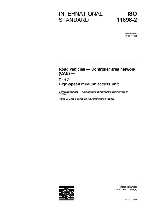 ISO 11898-2:2003 - Road vehicles -- Controller area network (CAN)
