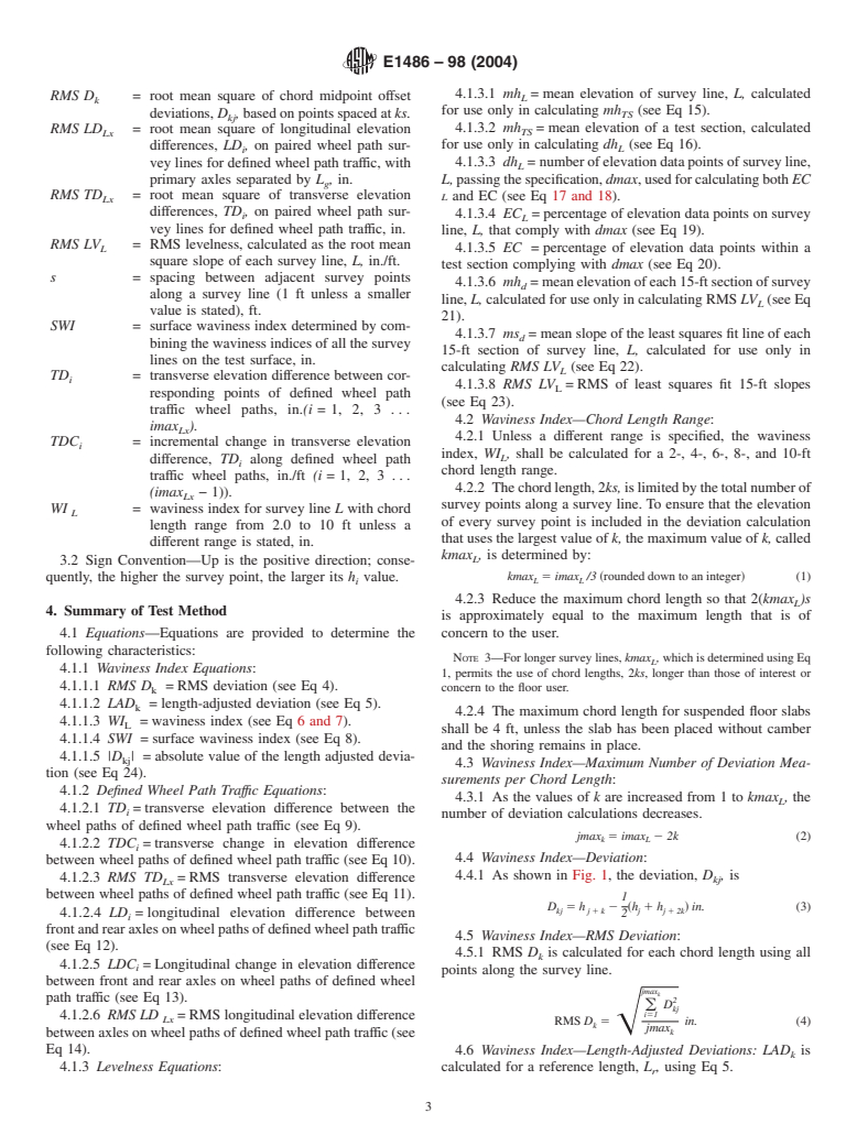 ASTM E1486-98(2004) - Standard Test Method for Determining Floor Tolerances Using Waviness, Wheel Path and Levelness Criteria