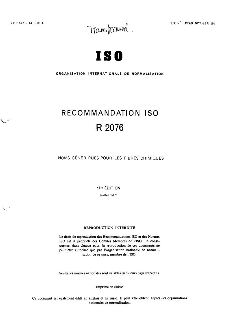 ISO/R 2076:1971 - Title missing - Legacy paper document
Released:1/1/1971