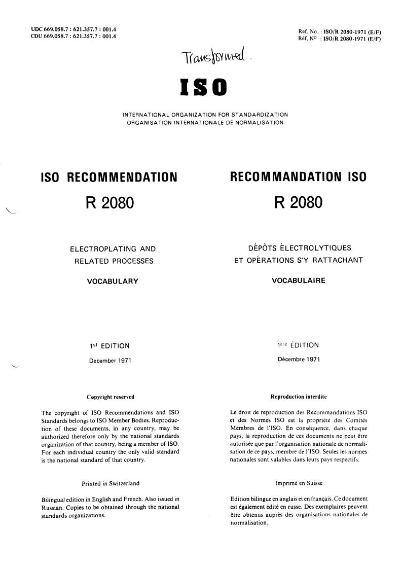 ISO/R 2080:1971 - Title missing - Legacy paper document
Released:1/1/1971