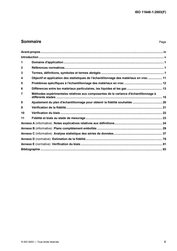 ISO 11648-1:2003 - Aspects statistiques de l'échantillonnage des matériaux en vrac