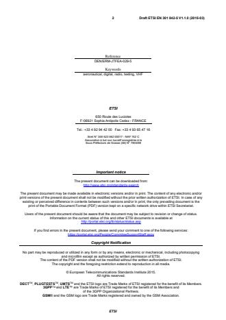 SIST EN 301 842-5 V1.1.1:2015 ETSI EN 301 842-5 V1.1.0 (2015-03) - VHF air-ground Digital Link (VDL) Mode 4 radio equipment; Technical characteristics and methods of measurement for ground-based equipment; Part 5: Harmonized EN covering the essential requirements of article 3.2 of the R&TTE Directive - Page 2 preview
