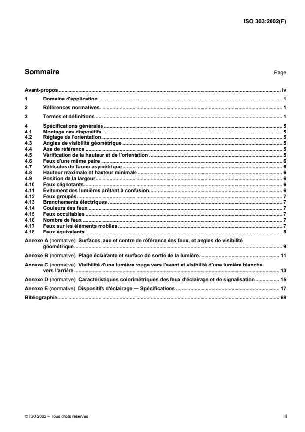 ISO 303:2002 - Véhicules routiers -- Installation des feux d'éclairage et de signalisation pour les véhicules a moteur et leurs remorques
