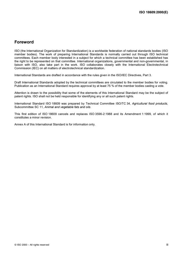 ISO 18609:2000 - Animal and vegetable fats and oils -- Determination of unsaponifiable matter -- Method using hexane extraction