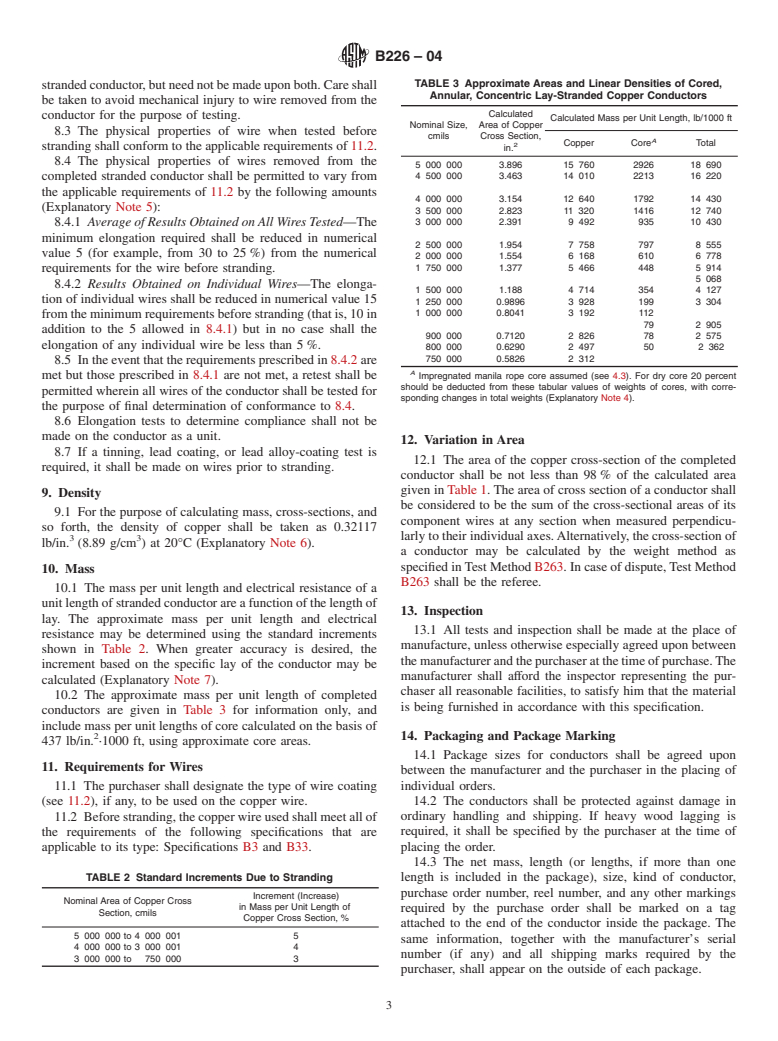 ASTM B226-04 - Standard Specification for Cored, Annular, Concentric-Lay-Stranded Copper Conductors