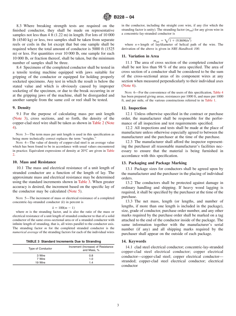 ASTM B228-04 - Standard Specification for Concentric-Lay-Stranded Copper-Clad Steel Conductors