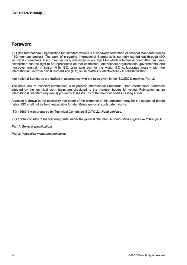 ISO 18669-1:2004 ISO 18669-1:2004 - Internal combustion engines -- Piston pins - Page 4 preview