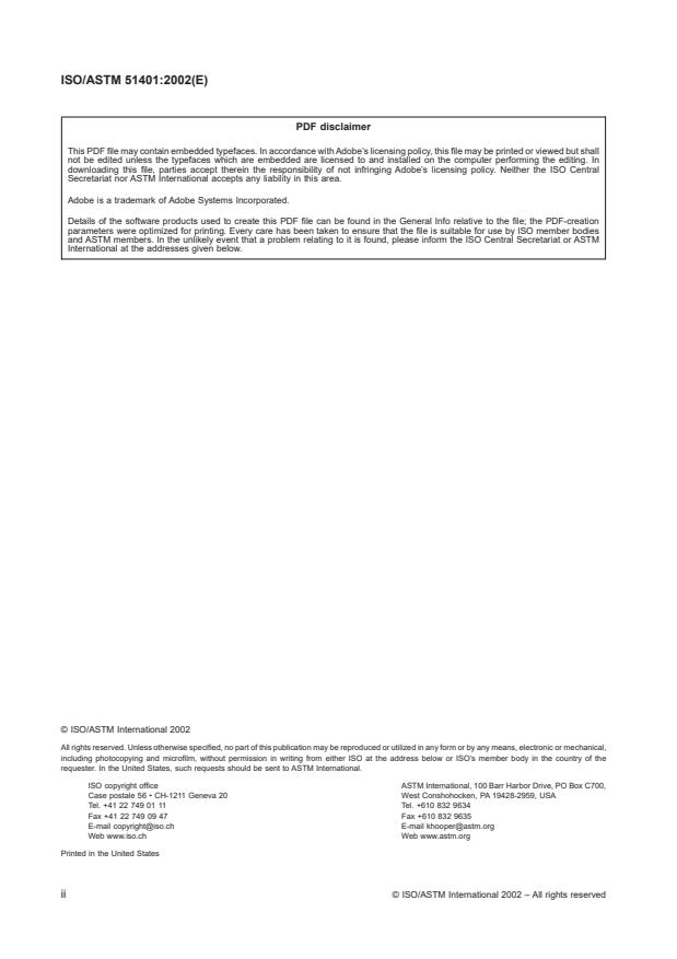 ISO/ASTM 51401:2002 ISO/ASTM 51401:2002 - Practice for use of a dichromate dosimetry system - Page 2 preview
