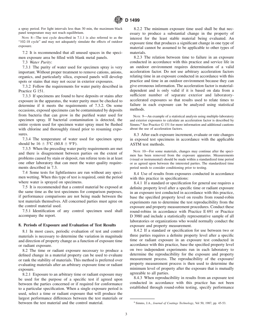 ASTM D1499-99 - Standard Practice Filtered Open-Flame Carbon-Arc Type Exposures of Plastics