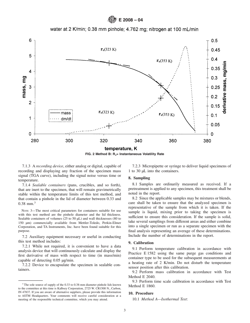 ASTM E2008-04 - Standard Test Method for Volatility Rate by Thermogravimetry