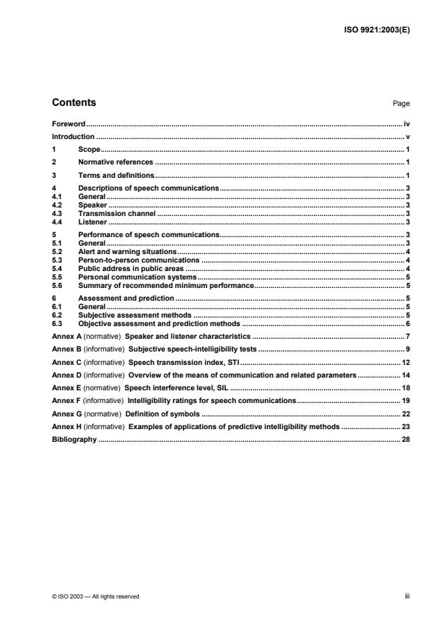 ISO 9921:2003 - Ergonomics -- Assessment of speech communication
