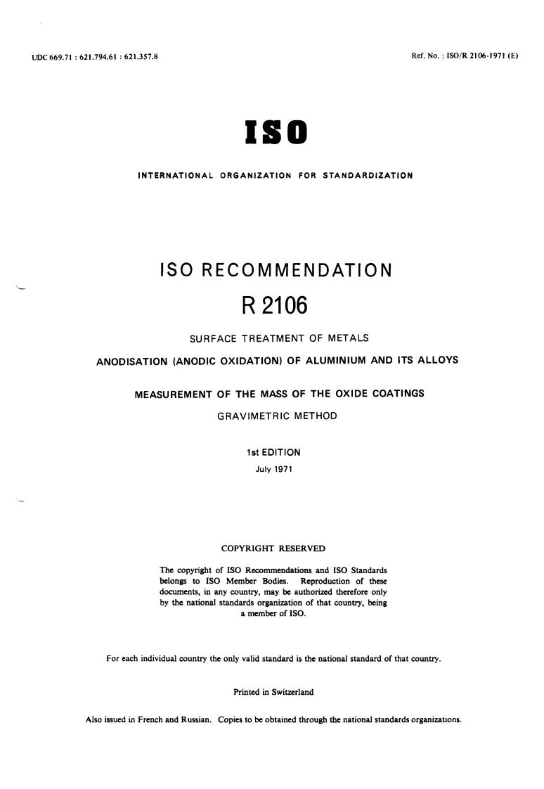 ISO/R 2106:1971 - Title missing - Legacy paper document
Released:1/1/1971