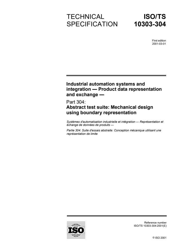 ISO/TS 10303-304:2001 - Industrial automation systems and integration -- Product data representation and exchange