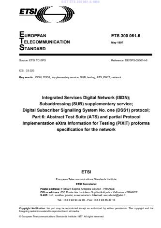 PSIST ETS 300 061-6:1998