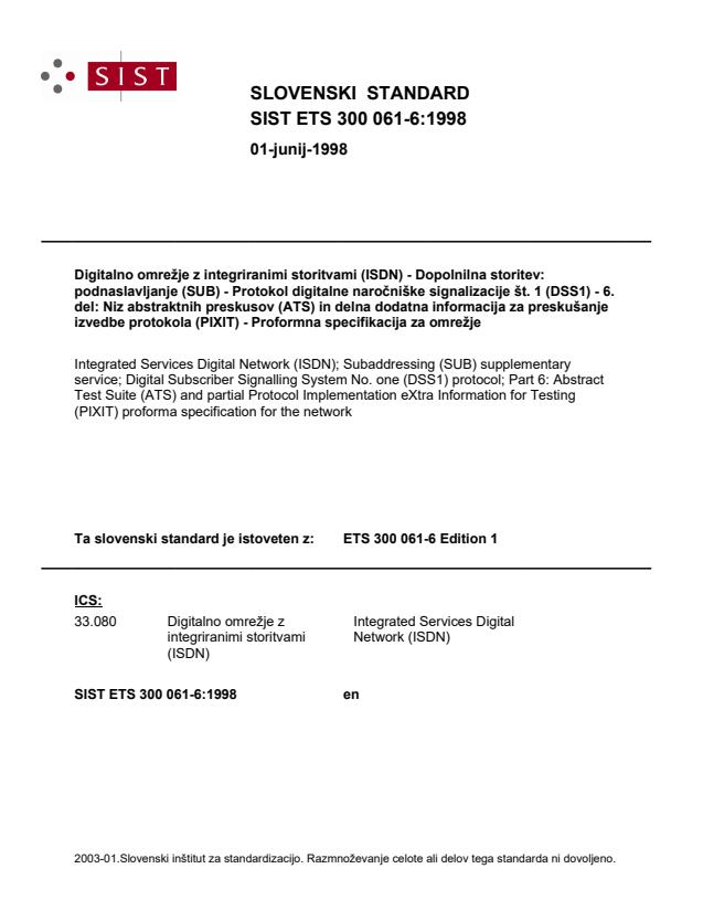 SIST ETS 300 061-6:1998