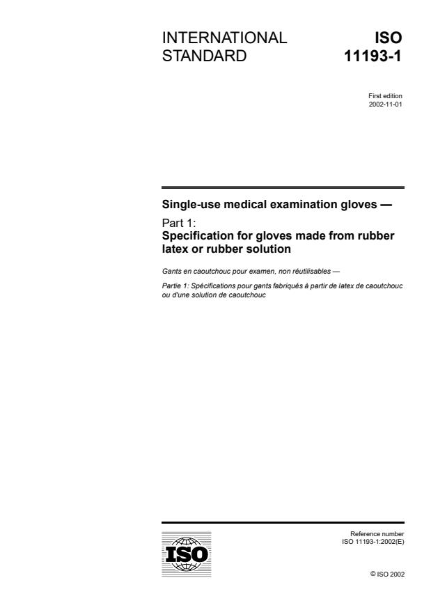 ISO 11193-1:2002 - Single-use medical examination gloves