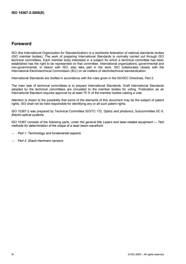 ISO 15367-2:2005 ISO 15367-2:2005 - Lasers and laser-related equipment -- Test methods for determination of the shape of a laser beam wavefront - Page 4 preview