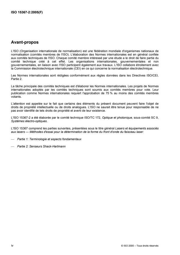 ISO 15367-2:2005 ISO 15367-2:2005 - Lasers et équipements associés aux lasers -- Méthodes d'essai pour la détermination de la forme du front d'onde du faisceau laser - Page 4 preview