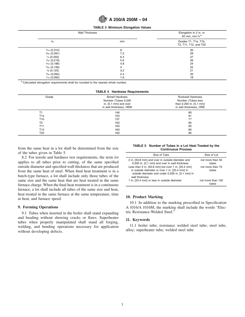 ASTM A250/A250M-04 - Standard Specification for Electric-Resistance-Welded Ferritic Alloy-Steel Boiler and Superheater Tubes