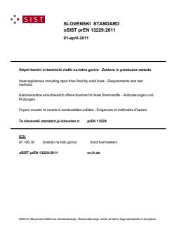 oSIST prEN 13229:2011 - Page 1 preview