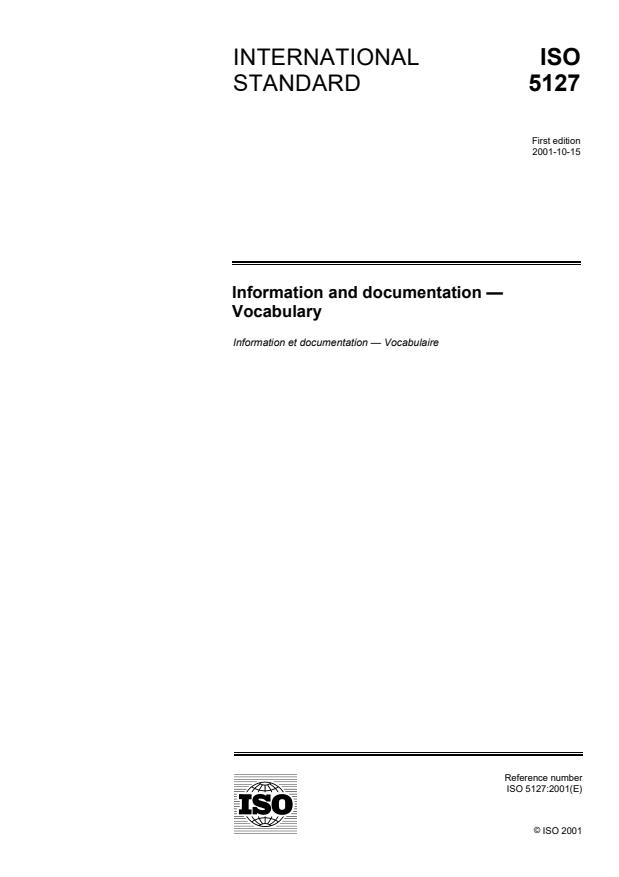 ISO 5127:2001 - Information and documentation -- Vocabulary