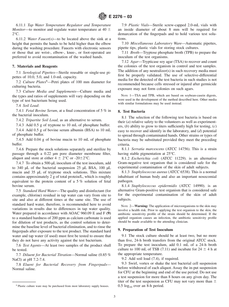 ASTM E2276-03 - Standard Test Method for Determining the Bacteria-Eliminating Effectiveness of Hygienic Handwash and Handrub Agents Using the Fingerpads of Adult Subjects