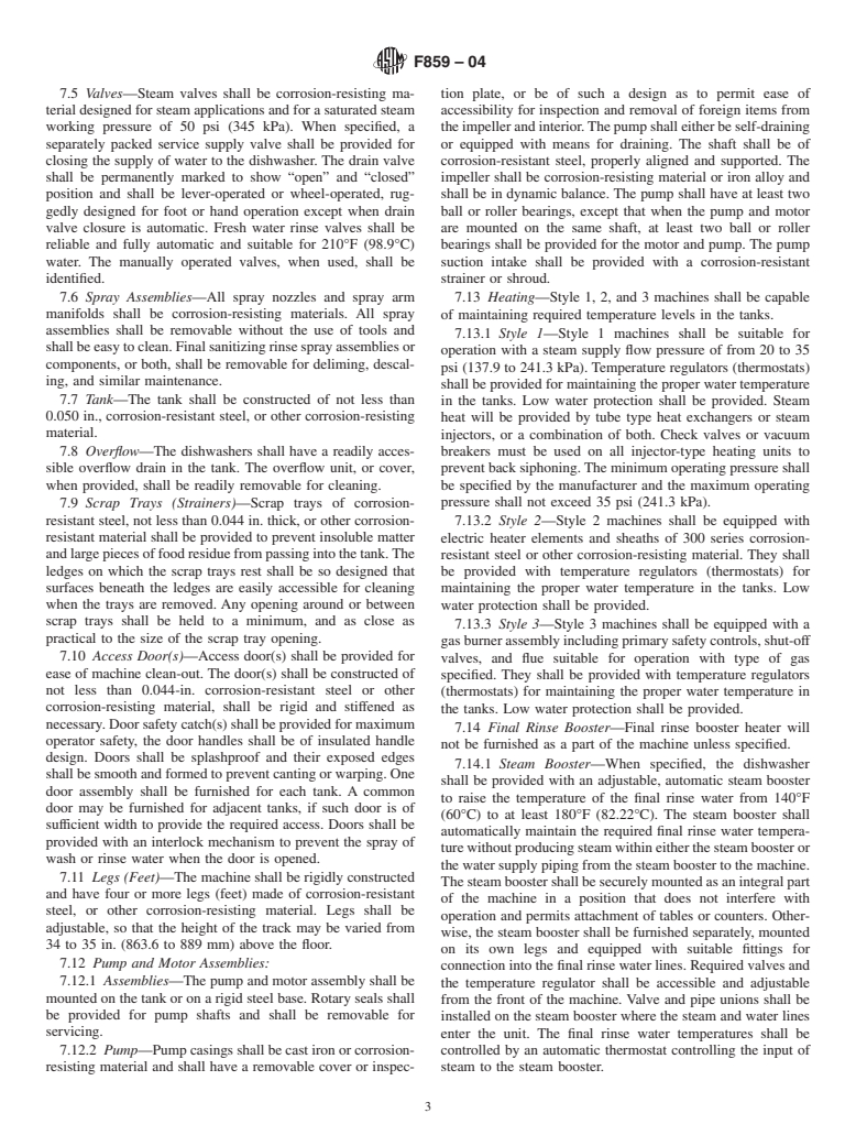 ASTM F859-04 - Standard Specification for Heat-Sanitizing Commercial Dishwashing Machines, Multiple Tank, Conveyor Rack Type