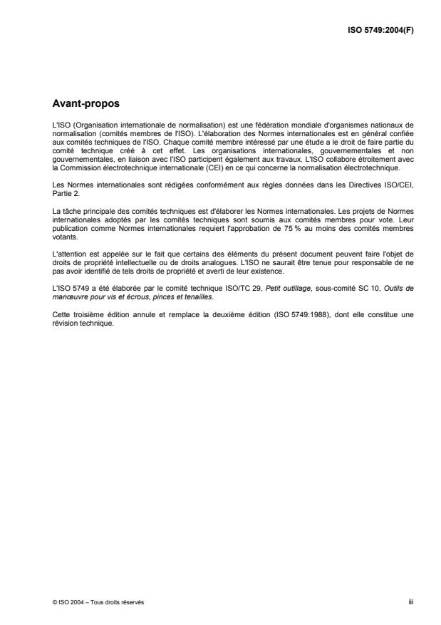ISO 5749:2004 - Pinces et tenailles -- Pinces coupantes diagonales -- Dimensions et valeurs d'essai
