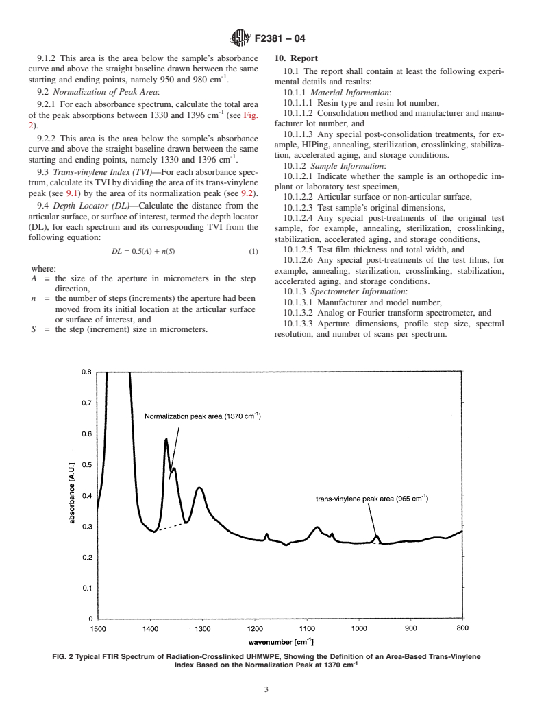 ASTM F2381-04 - Standard Test Method for Evaluating Trans-Vinylene Yield in Irradiated Ultra-High-Molecular-Weight Polyethylene Fabricated Forms Intended for Surgical Implants by Infrared Spectroscopy