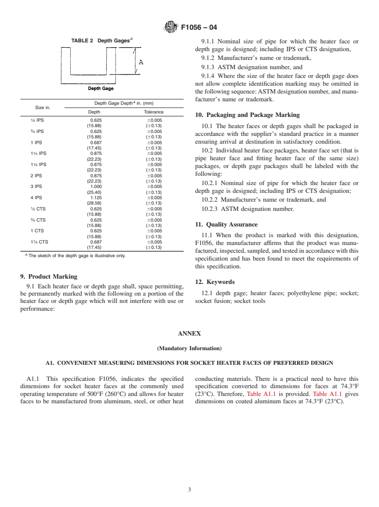 ASTM F1056-04 - Standard Specification for Socket Fusion Tools for Use in Socket Fusion Joining Polyethylene Pipe or Tubing and Fittings