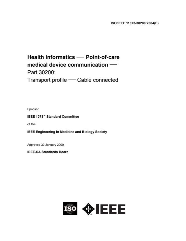ISO/IEEE 11073-30200:2004 - Health informatics -- Point-of-care medical device communication