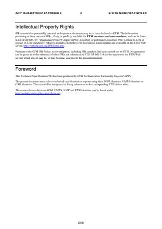 ETSI TS 124 294 V9.1.0 (2010-04) - Digital cellular telecommunications system (Phase 2+); Universal Mobile Telecommunications System (UMTS); LTE; IP Multimedia Subsystem (IMS) Centralized Services (ICS) protocol via I1 interface (3GPP TS 24.294 version 9.1.0 Release 9)