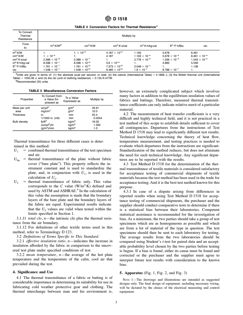 ASTM D1518-85(1998)e1 - Standard Test Method for Thermal Transmittance of Textile Materials