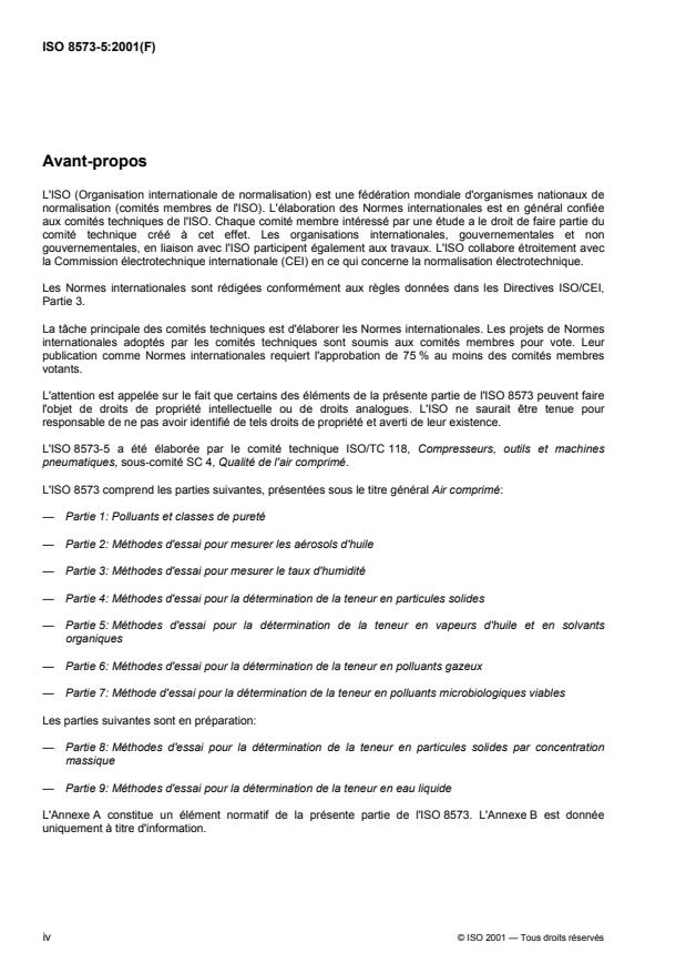 ISO 8573-5:2001 ISO 8573-5:2001 - Air comprimé - Page 4 preview