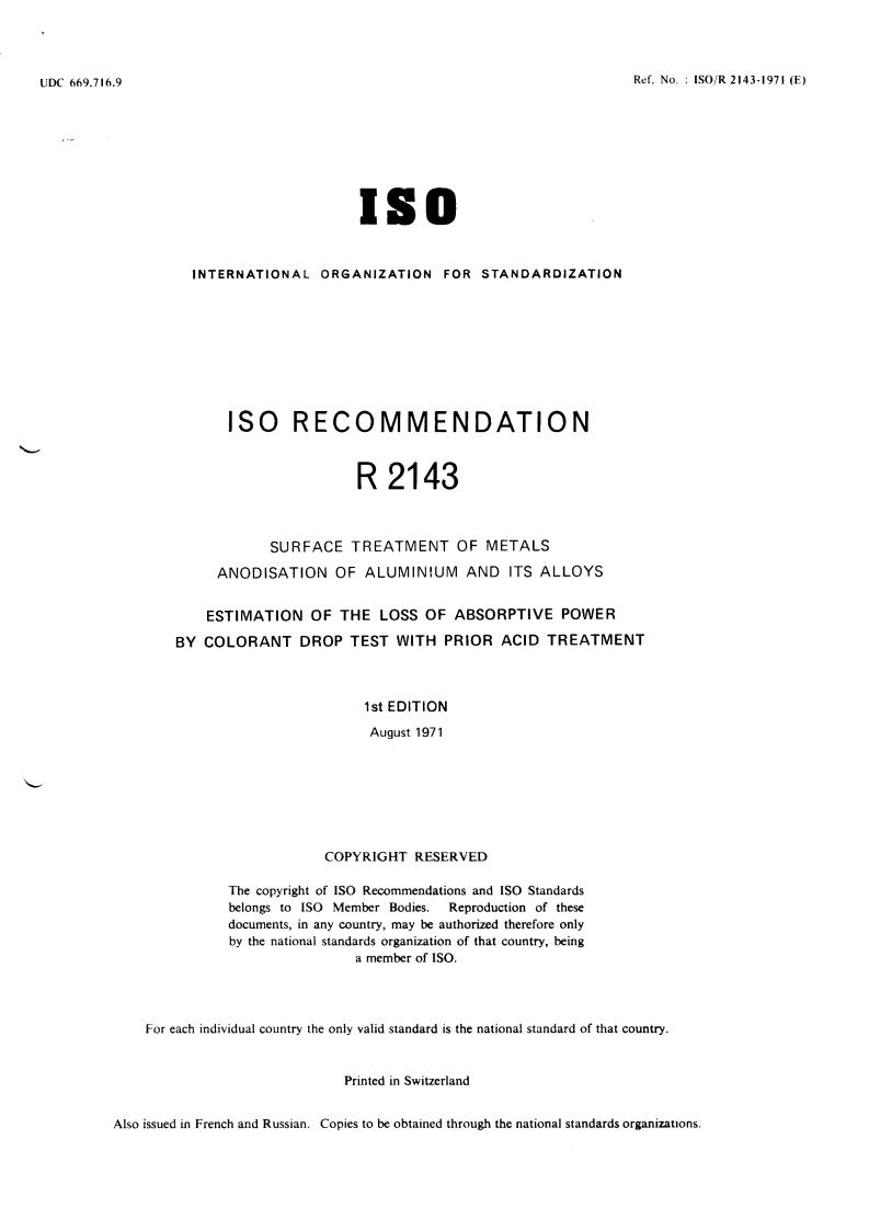 ISO/R 2143:1971 - Title missing - Legacy paper document
Released:1/1/1971