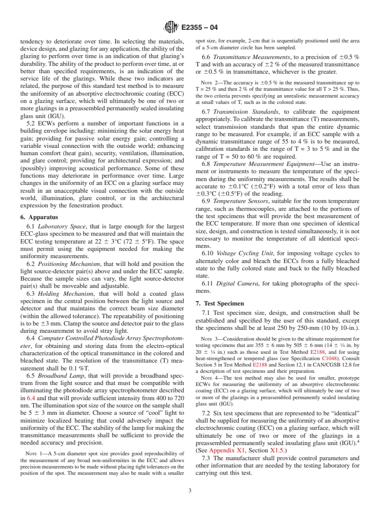 ASTM E2355-04 - Standard Test Method for Measuring the Uniformity of an Absorptive Electrochromic Coating on a Glazing Surface