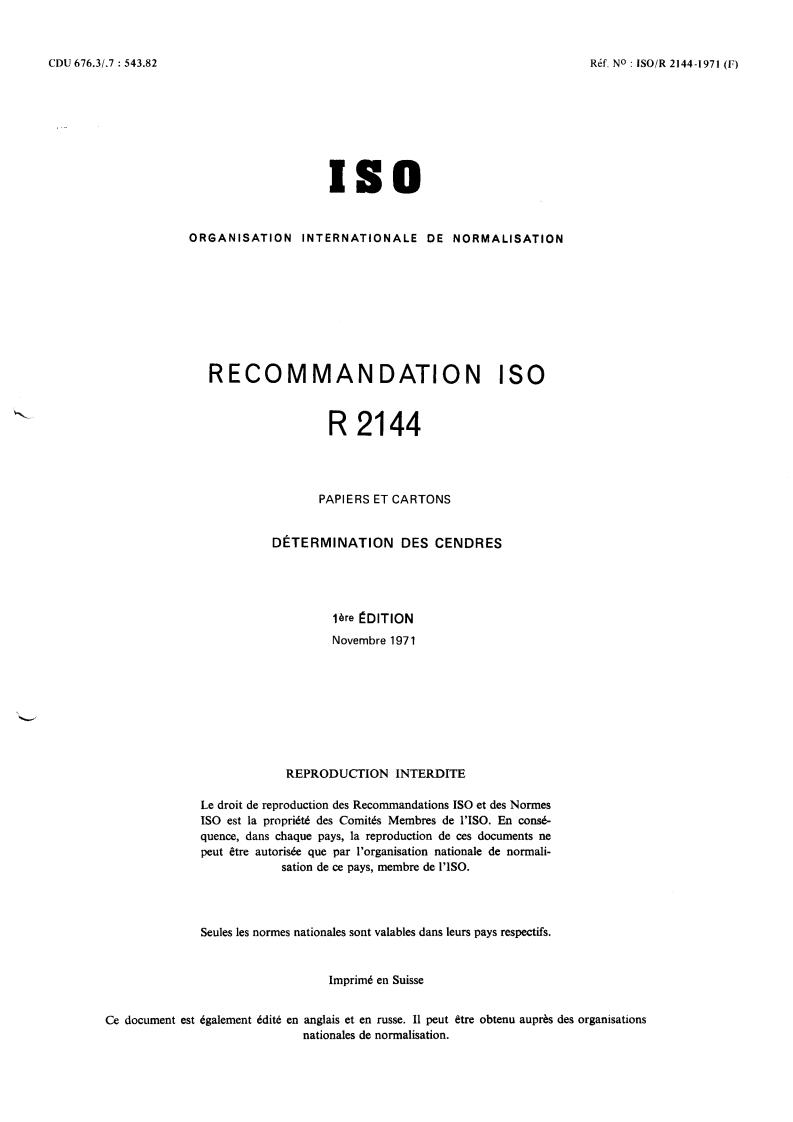 ISO/R 2144:1971 - Title missing - Legacy paper document
Released:1/1/1971