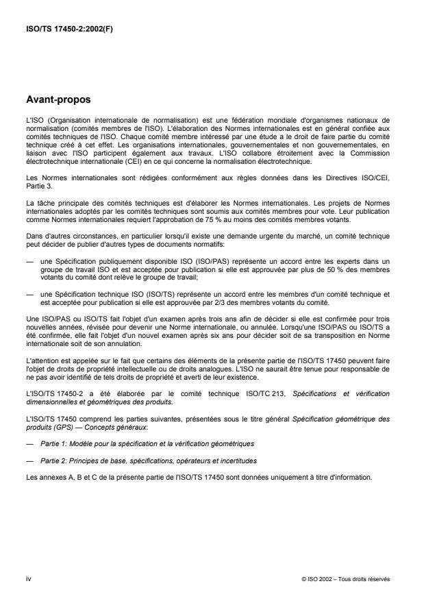 ISO/TS 17450-2:2002 ISO/TS 17450-2:2002 - Spécification géométrique des produits (GPS) -- Concepts généraux - Page 4 preview
