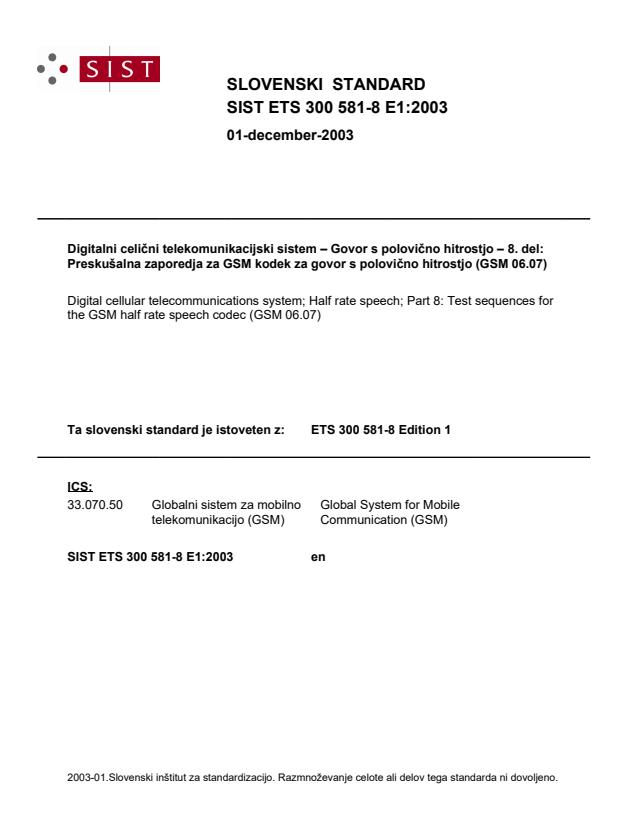 SIST ETS 300 581-8 E1:2003