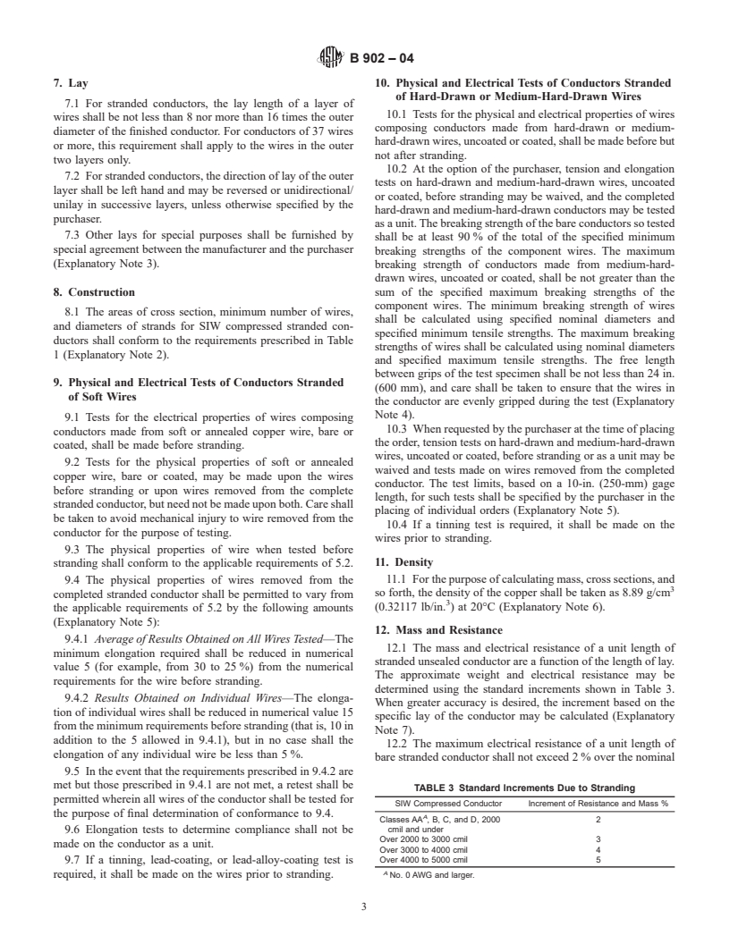 ASTM B902-04 - Standard Specification for Compressed Round Stranded Copper Conductors, Hard, Medium-Hard, or Soft Using Single Input Wire Construction