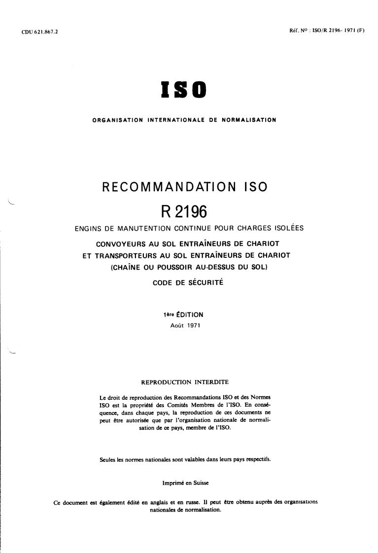 ISO/R 2196:1971 - Title missing - Legacy paper document
Released:1/1/1971