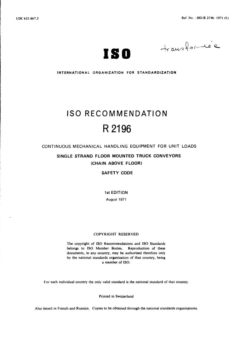 ISO/R 2196:1971 - Title missing - Legacy paper document
Released:1/1/1971