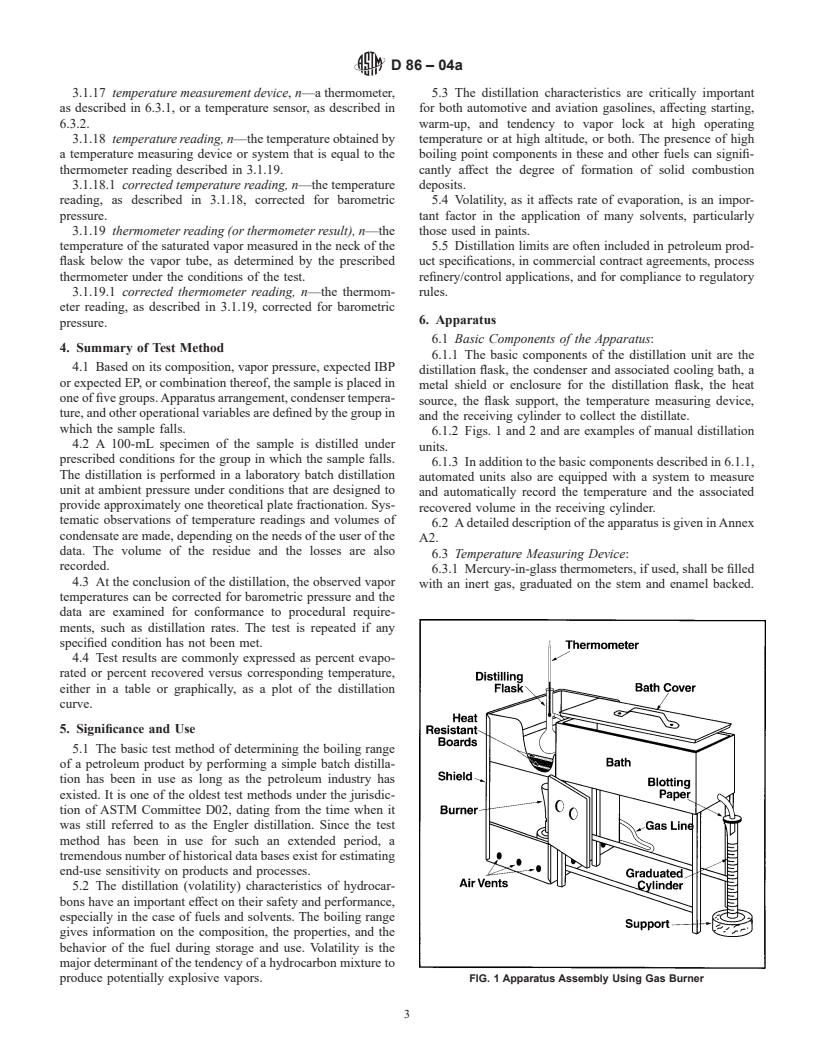 ASTM D86-04a - Standard Test Method for Distillation of Petroleum Products at Atmospheric Pressure